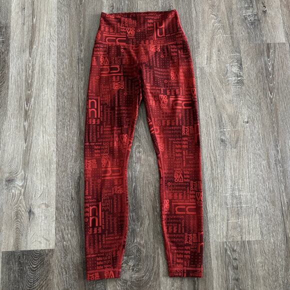Lululemon Wunder Train Contour Fit High-Rise Tight 25" Ombre Red Multi - Size: 4 - Picture 2 of 9
